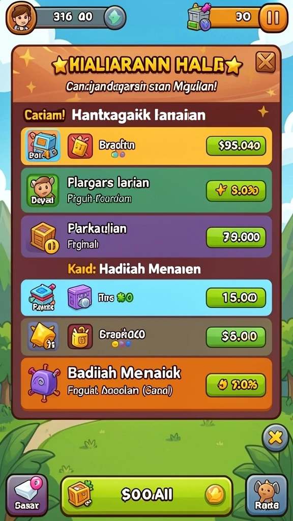 Tampilan menu utama yang menarik dan ramah pengguna.
