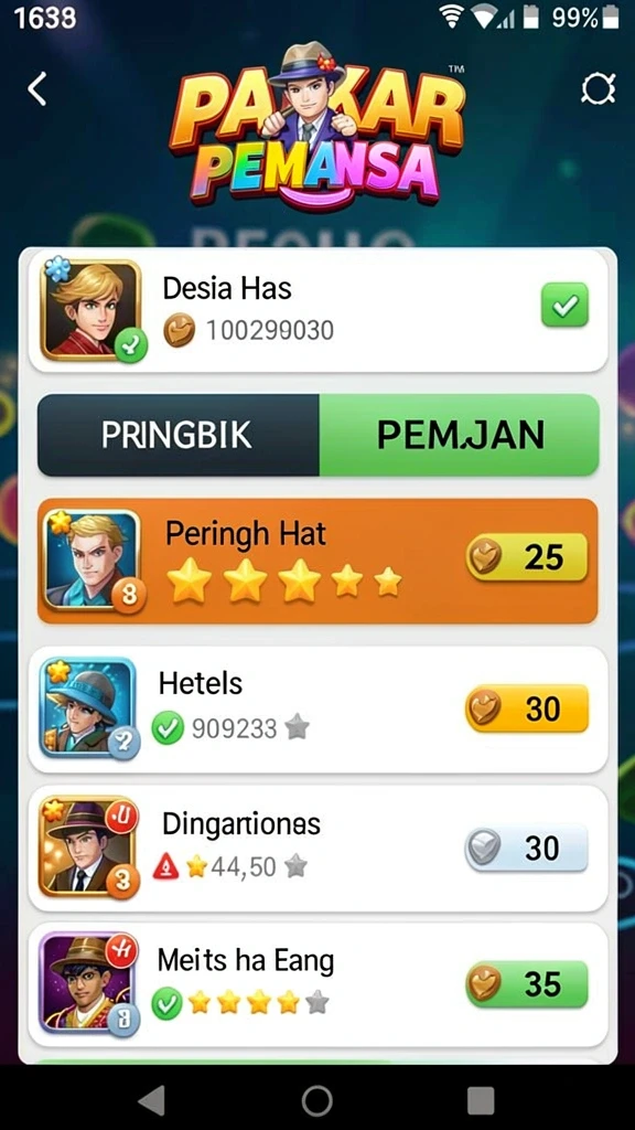 Tampilan menu utama yang menarik dengan navigasi mudah.